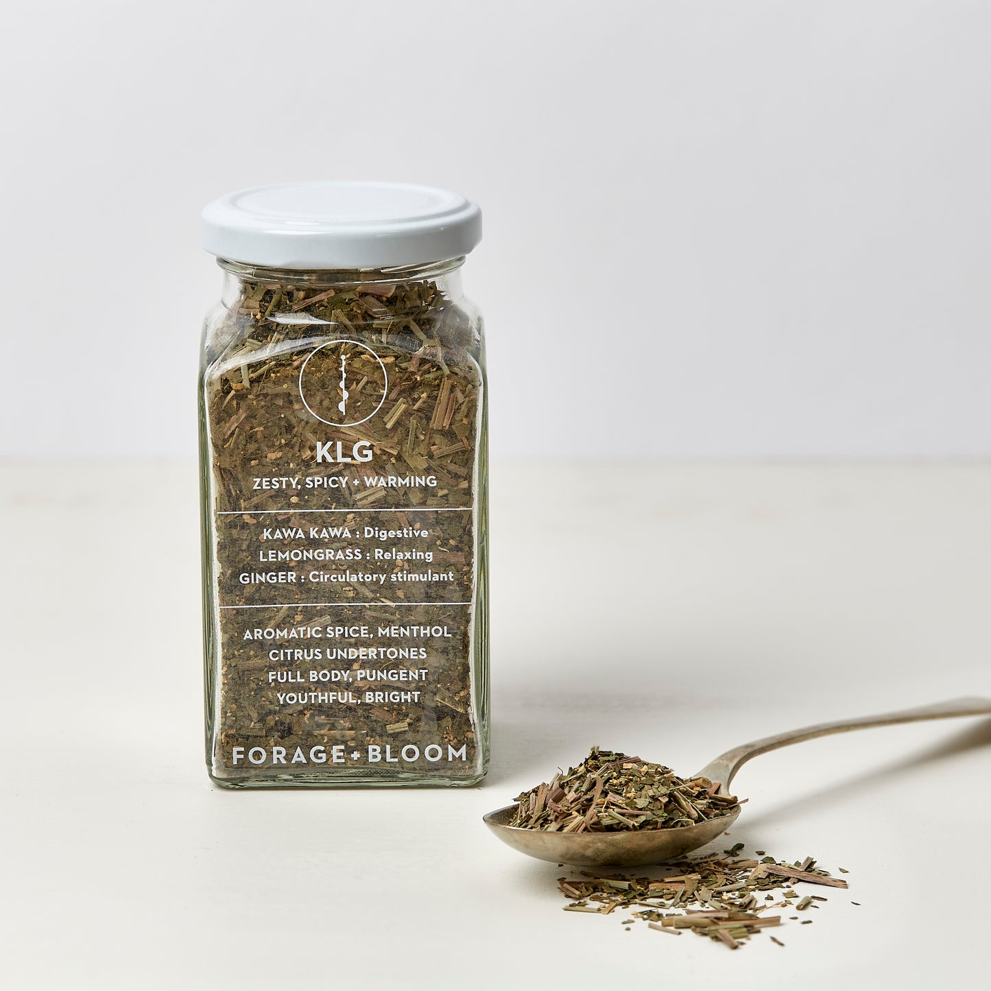 KLG : zesty, spicy + warming - Kawakawa, lemongrass and ginger tea
