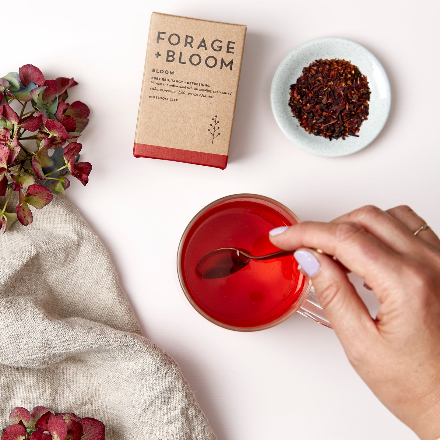 BLOOM : ruby red, tangy + refreshing - hibiscus tea