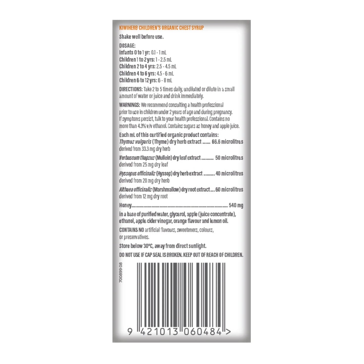 Kiwiherb: Children's Organic Chest Syrup