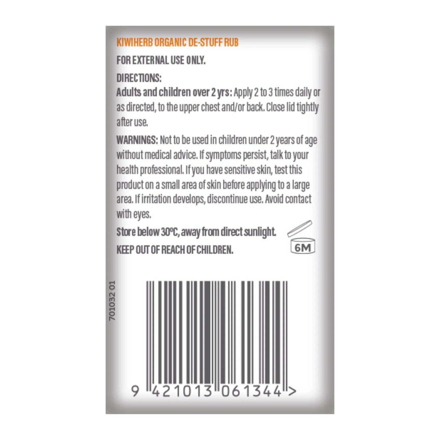 Kiwiherb: Organic De-Stuff Rub
